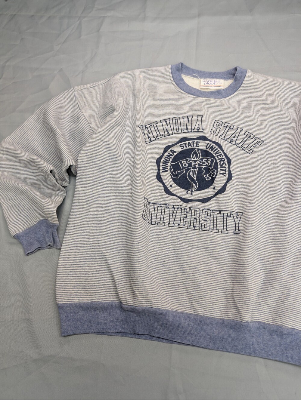 Winona State University Sweatshirt L Vintage Striped USA